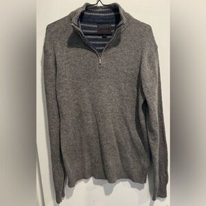 Vintage Emanuel Ungaro Lambs Wool sweater gray 1/4 zip warm classic winter US S